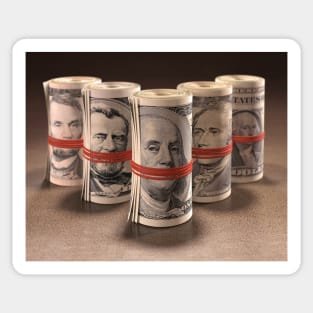 Dollar bills rolled up, illustration (F011/4650) Sticker